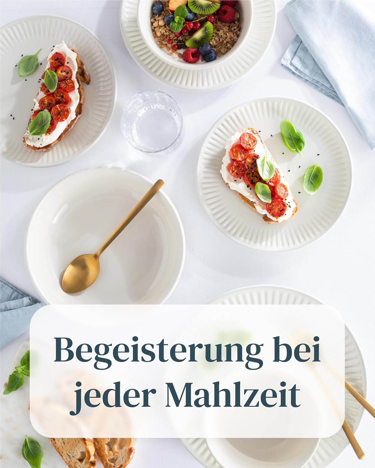 PURE LIVING INTERIOR DESIGN 6X Steingut Teller Groß Hygge Serie - Speiseteller Spülmaschinen-, Mikrowellen-, Kratzfest - Geschirrset 6 Personen, Essteller - Elegantes Gerilltes Geschirr in Beige