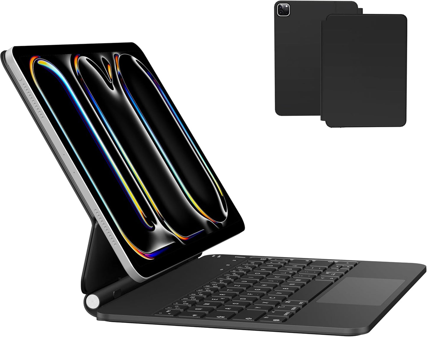 Tastaturhülle Für Ipad Pro 11 Zoll (M4 2024) – DE QWERTZ Tastatur Mit Rgb-Hintergrundbeleuchtung, Funktionstasten & Multi-Touch-Trackpad, Leicht & Langlebig, Schwarz-Grau