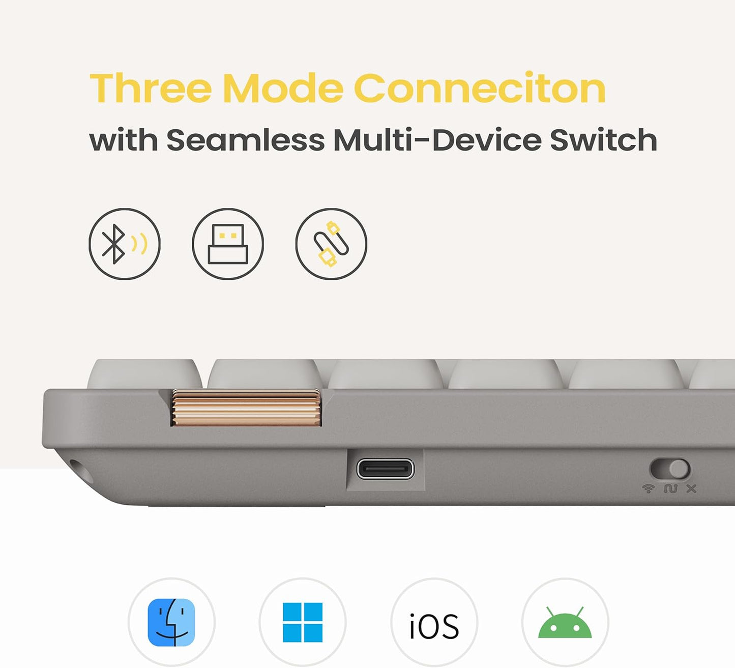 Flow Lite84 Tasten Low Profile Mechanische Tastatur, Swappable Wiederaufladbare Kabellose Tastatur Mit 2.4G Empfänger, Bluetooth Und Kabelanschluss Für Windows,Mac/Linear Switches(Marmor) Us-Layout