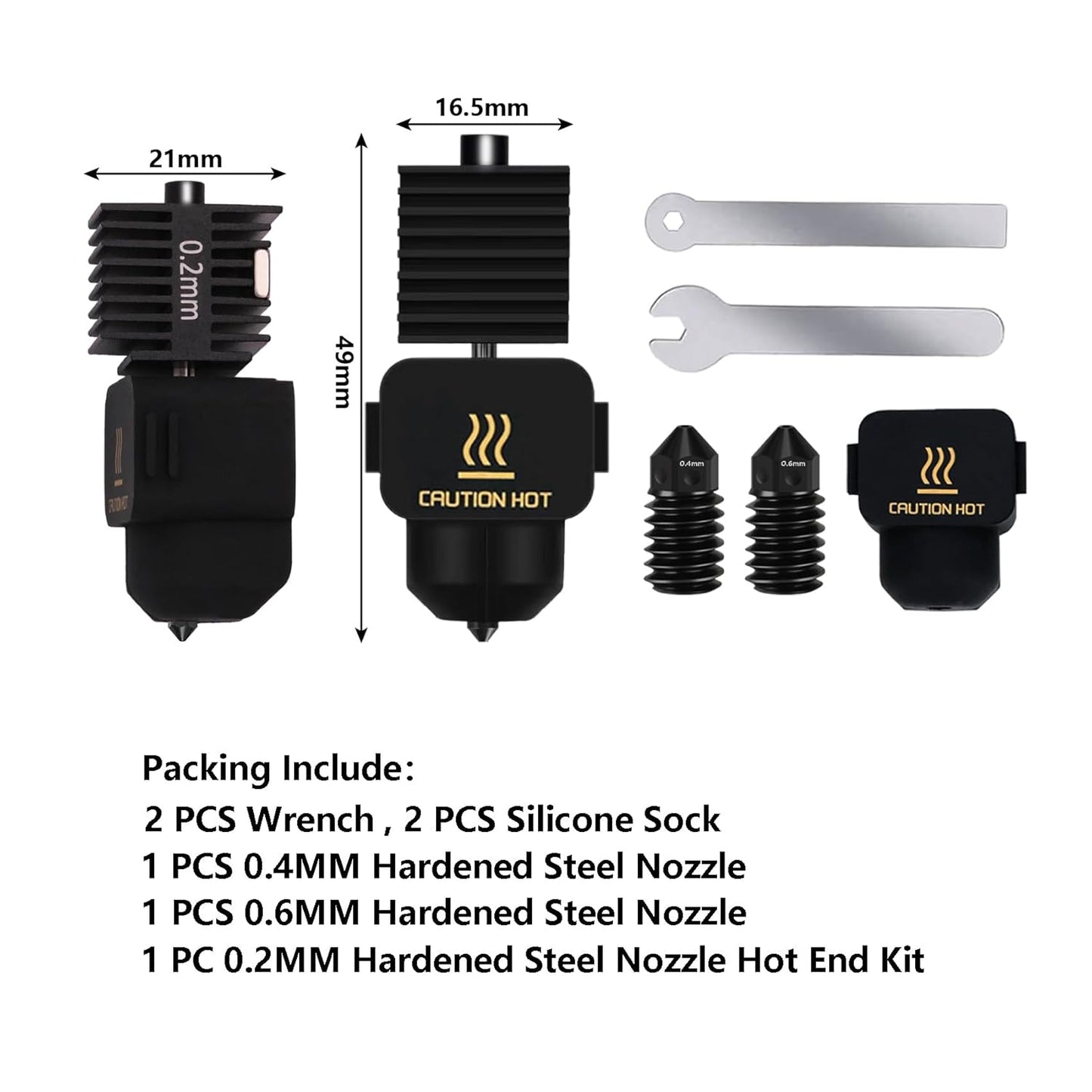 Upgrade Hotend Kit Für Bambu Lab A1/A1 Mini, Hot End Baugruppe 0,2/0,4/0,6 Mm Düse Aus Gehärtetem Stahl Und Silikonsocke Für Bambu Lab 3Ddruckerteil