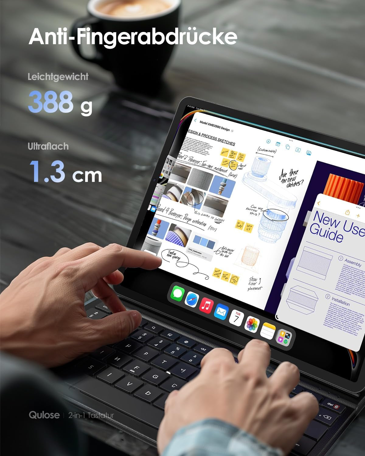Tastatur Hülle QWERTZ Für Ipad Air 11 Inch M3 2025/M2 2024, 5/4 (2022/2020) 10.9", Ipad Pro 11 Zoll, Ultra Slim Magnetic Folio Bluetooth Tastatur, Typ C Ladefunktion, Schwarz