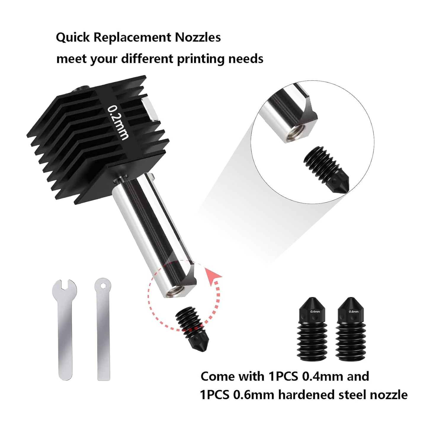 Upgrade Hotend Kit Für Bambu Lab A1/A1 Mini, Hot End Baugruppe 0,2/0,4/0,6 Mm Düse Aus Gehärtetem Stahl Und Silikonsocke Für Bambu Lab 3Ddruckerteil