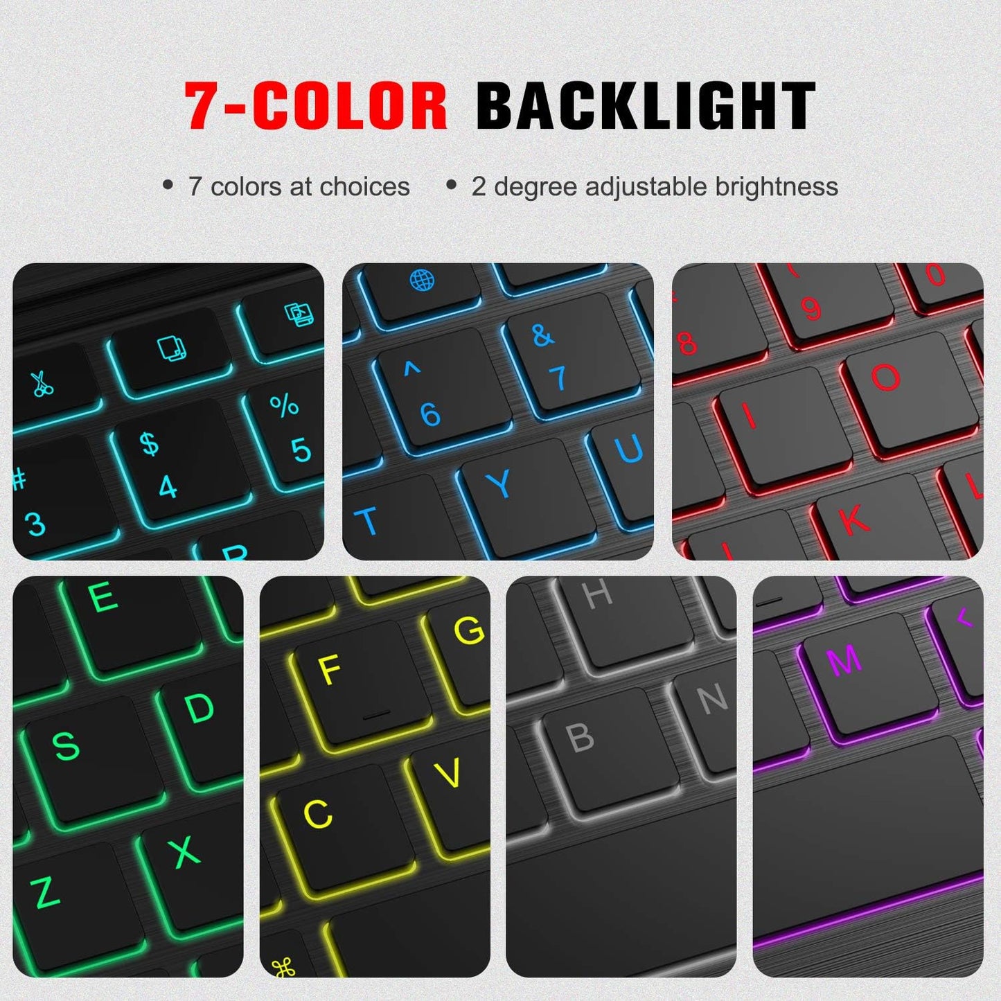 FINTIE Für Ipad Pro 11 Zoll M4 (2024) Hülle Mit Tastatur - Soft TPU Rückseite Schutzhülle Mit Stifthalter, Magnetisch Abnehmbarer QWERTZ Keyboard, 7-Farbige Beleuchtung, Schwarz