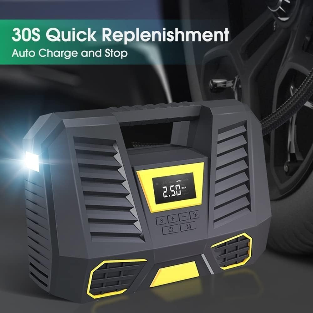 Tragbarer Luftkompressor, 150 PSI, 12 V DC, Reifenfüller Mit Lcd-Display Und Led-Lampe, Schwarz/Gelb