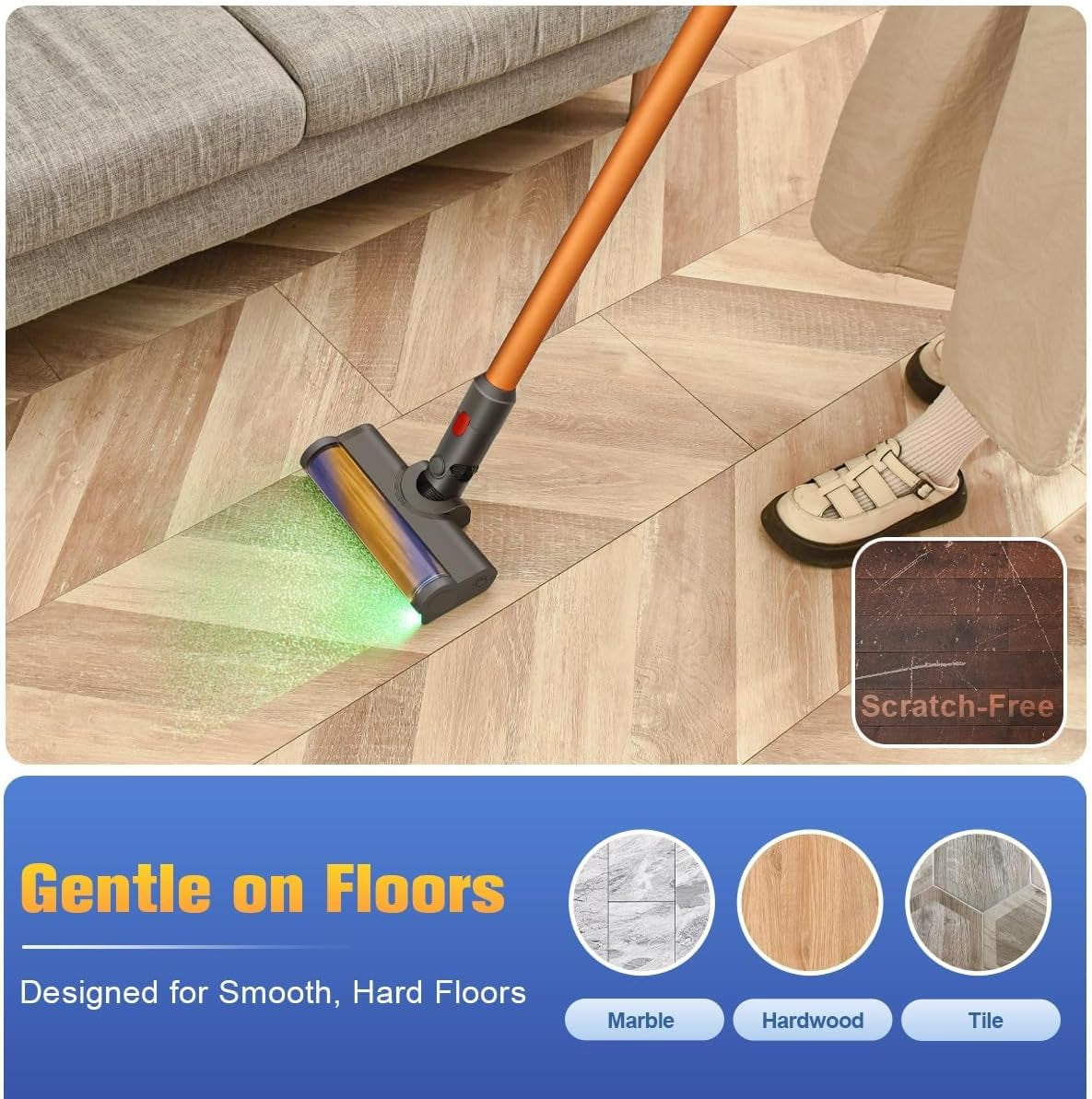 Softwalze Bodendüse Kompatibel Mit Dyson V7 V8 V10 V11 V15 Staubsauger | Ersatzbürste Mit LED | Staubanzeige-Funktion | Zubehör Für Quick Release-Turbobürste Für Hartboden