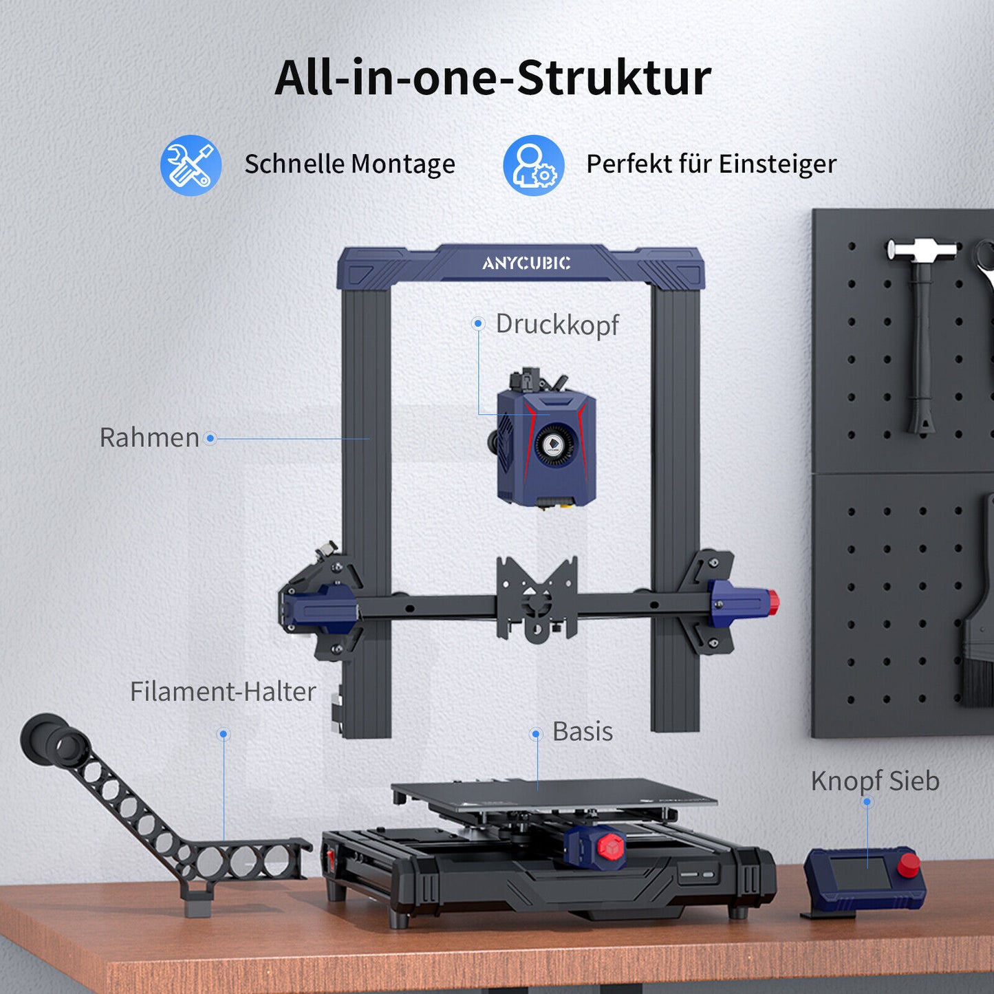 Anycubic Kobra 2 Neo 3D Drucker 250mm/s schneller Direktextruder Smart Z-Offset