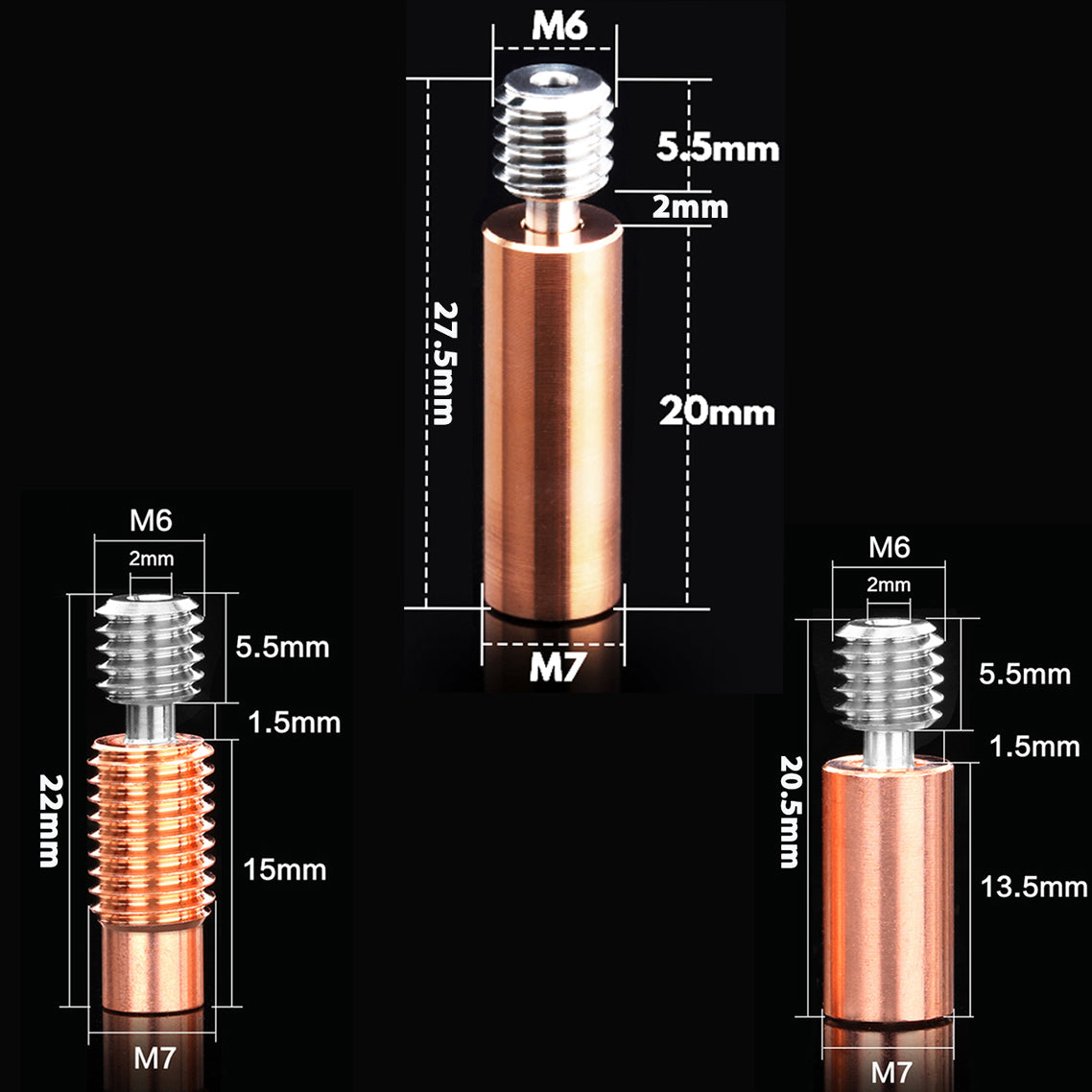 V6 Titan Legierung Bi-Metall Wärme Kehle E3D Glatte Gewinde Heatbreak 1,75mm