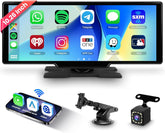 2025 Hodozzy Drahtlos Carplay Android Auto Bildschirm, 10.26 Zoll Tragbares Bluetooth Autoradio Mit IPS Touchscreen/Youtube/Airplay/Sprachsteuerung/Aux/Tf/Ota/Fm-Transmitter + Rückfahrkamera