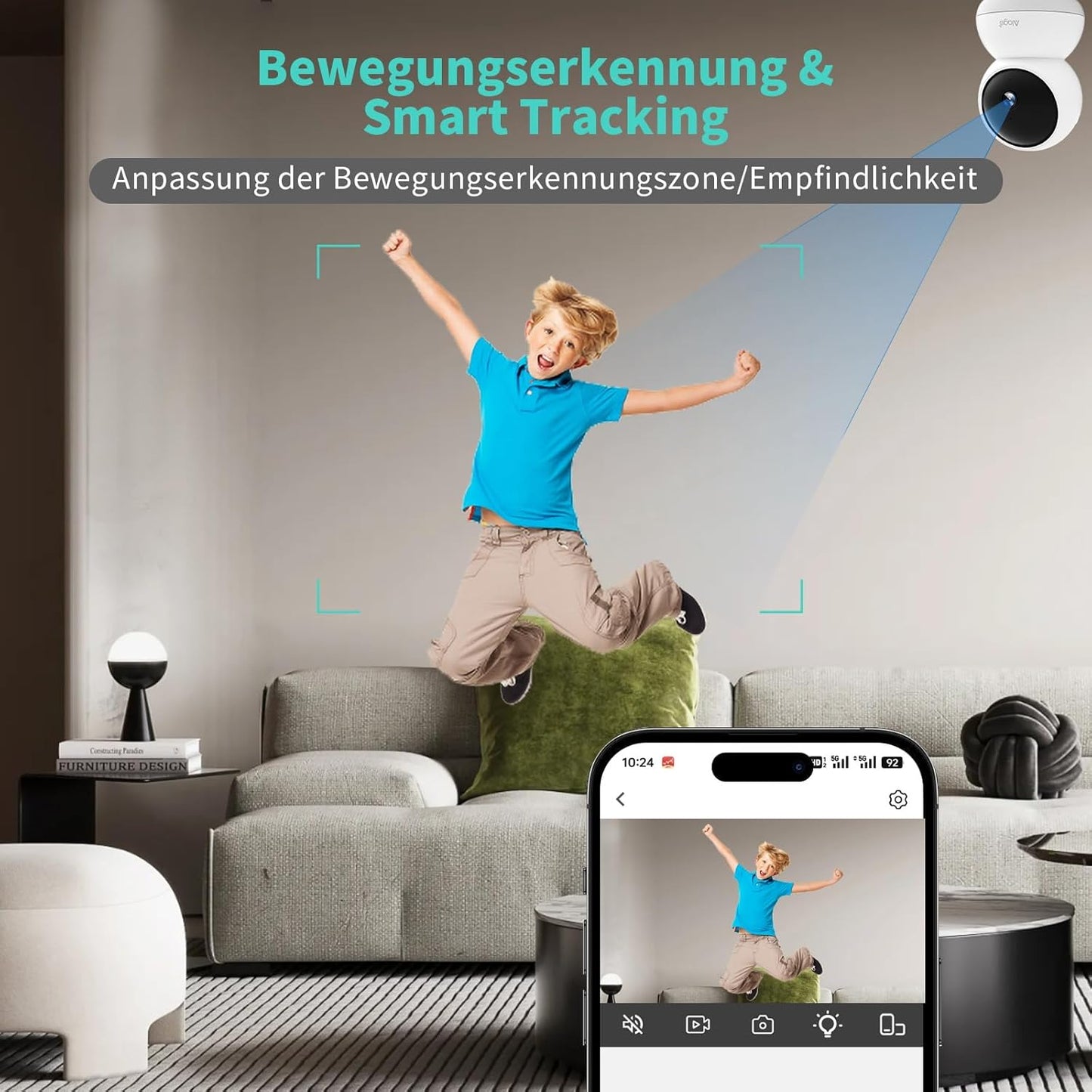 3K Wlan-Überwachungskamera, 360°, Nachtsicht, Bewegungserkennung, Zwei-Wege-Audio, 5G &2.4Ghz Wifi, Kompatibel Mit Alexa Und Google Home, Innenkamera, Weiß, Enthält 32G Tf-Karte