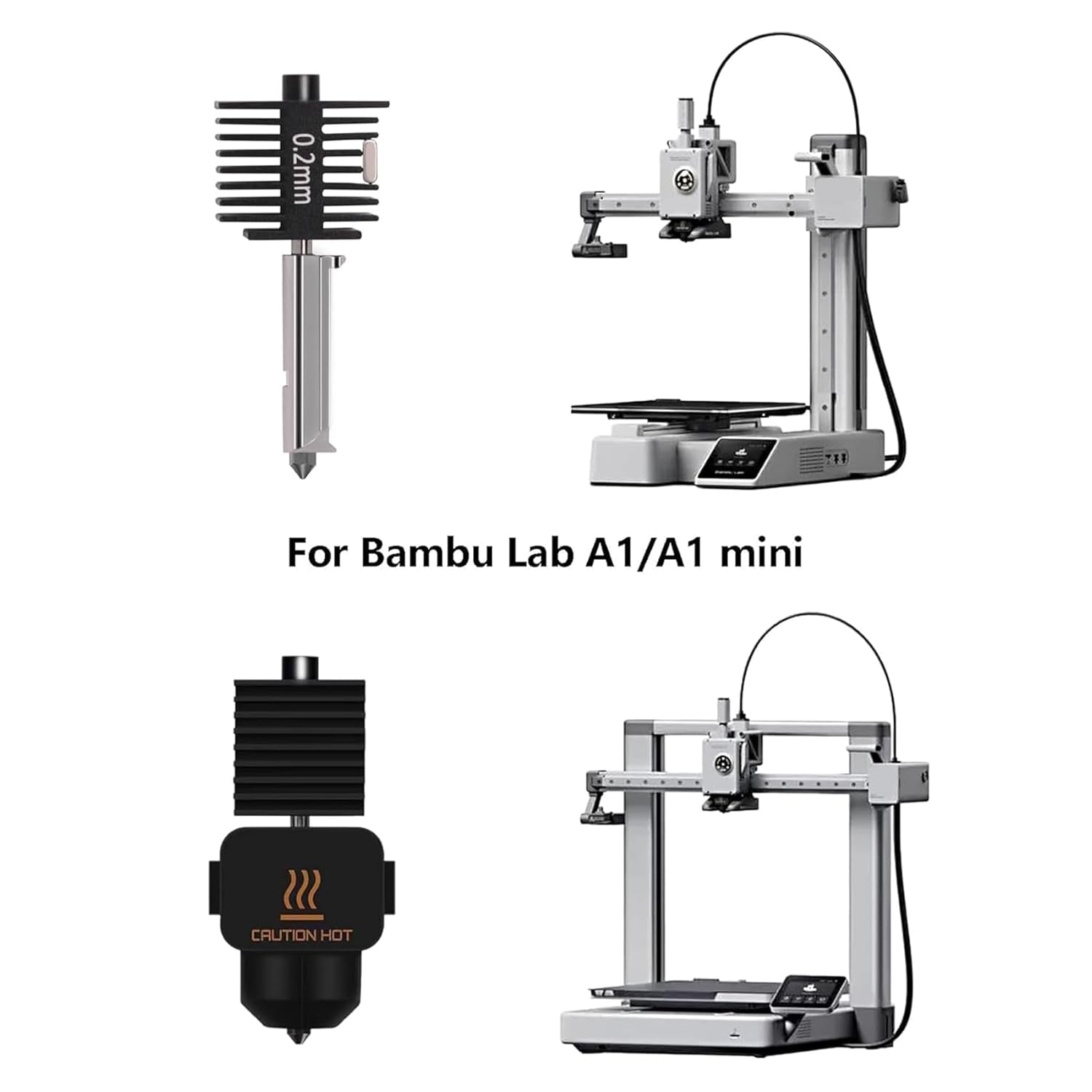 Upgrade Hotend Kit Für Bambu Lab A1/A1 Mini, Hot End Baugruppe 0,2/0,4/0,6 Mm Düse Aus Gehärtetem Stahl Und Silikonsocke Für Bambu Lab 3Ddruckerteil