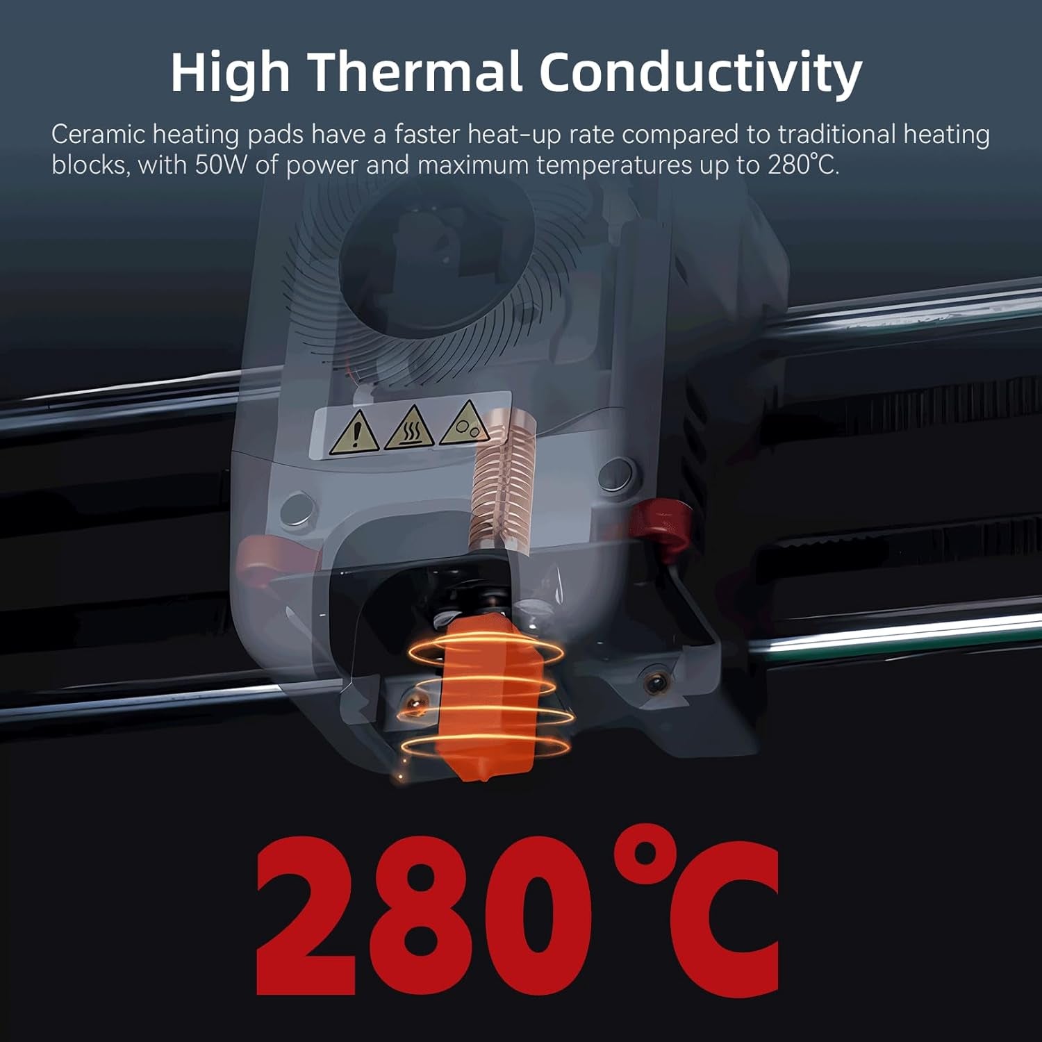 Upgrade Keramik Hotend Kit for Flashforge Adventurer 5M/5M Pro 3D Drucker,Schnelles Aufheizen Schnell Abnehmbare 0.4Mm Gehärtete Düse+Verchromter Messing-Heizblock Integrierte Struktur