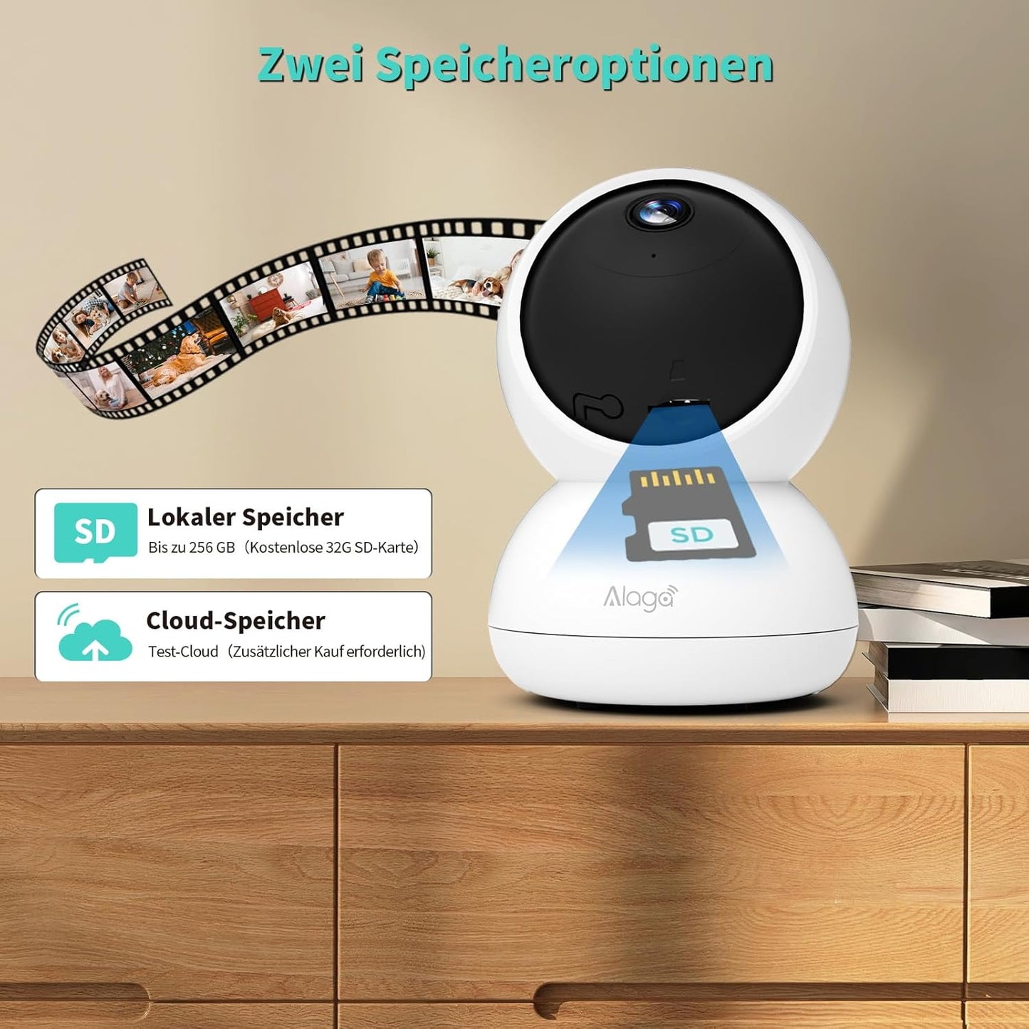 3K Wlan-Überwachungskamera, 360°, Nachtsicht, Bewegungserkennung, Zwei-Wege-Audio, 5G &2.4Ghz Wifi, Kompatibel Mit Alexa Und Google Home, Innenkamera, Weiß, Enthält 32G Tf-Karte