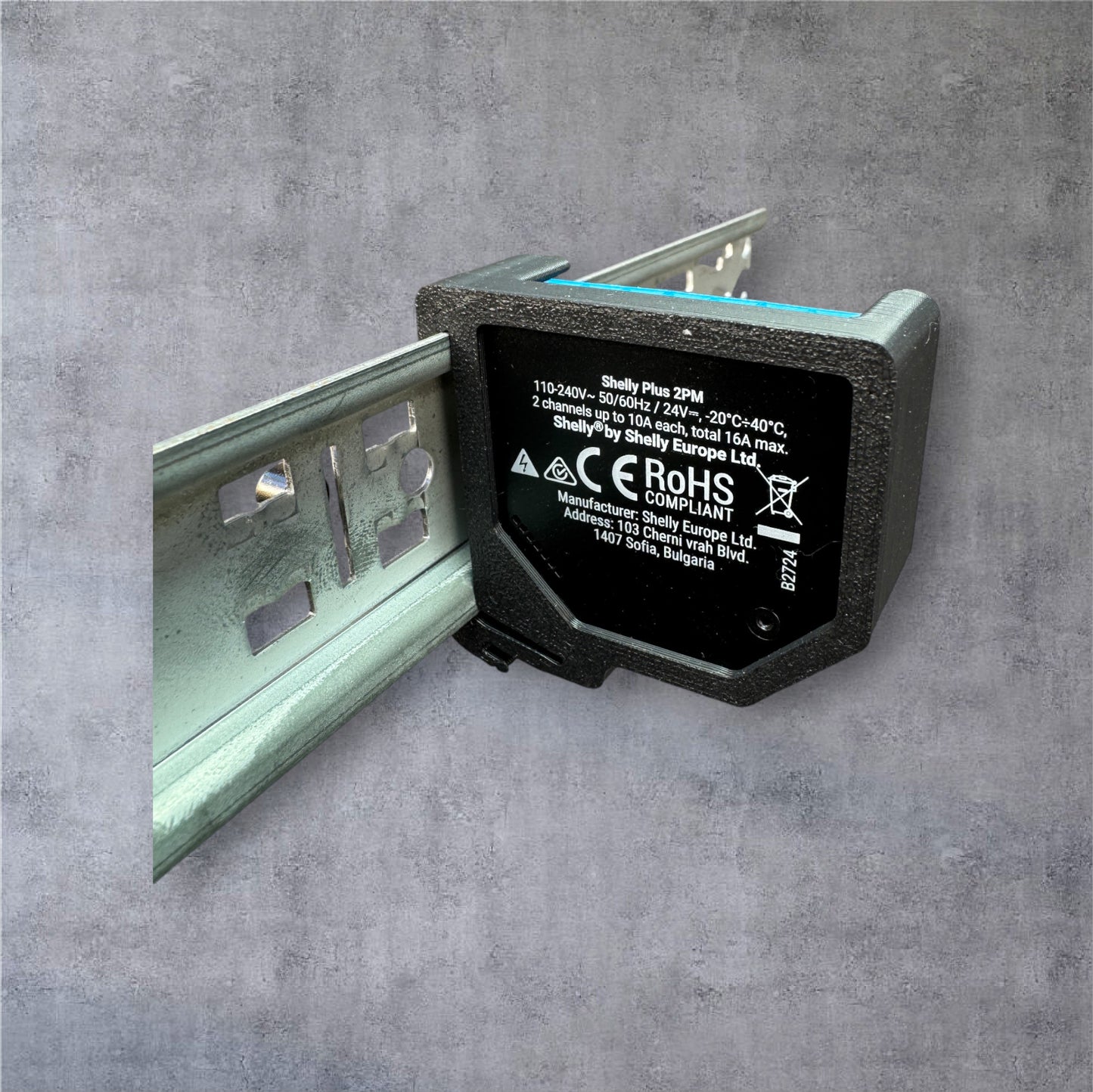 Shelly Plus 2PM DIN Rail Hutschienenhalter für eine 35 mm DIN Hutschiene