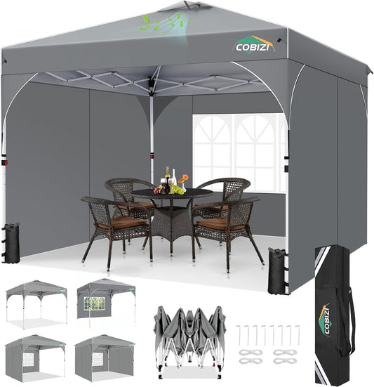 TOOLUCK Pavillon 3X3 Wasserdicht Stabil Winterfest Faltpavillon Gartenpavillon Partyzelt Pop up Pavillon Klappbar UV Schutz 50+ Höhenverstellbar Mit Entlüftung & 3 Stoffstücken&4 Sandsäcke， Grau
