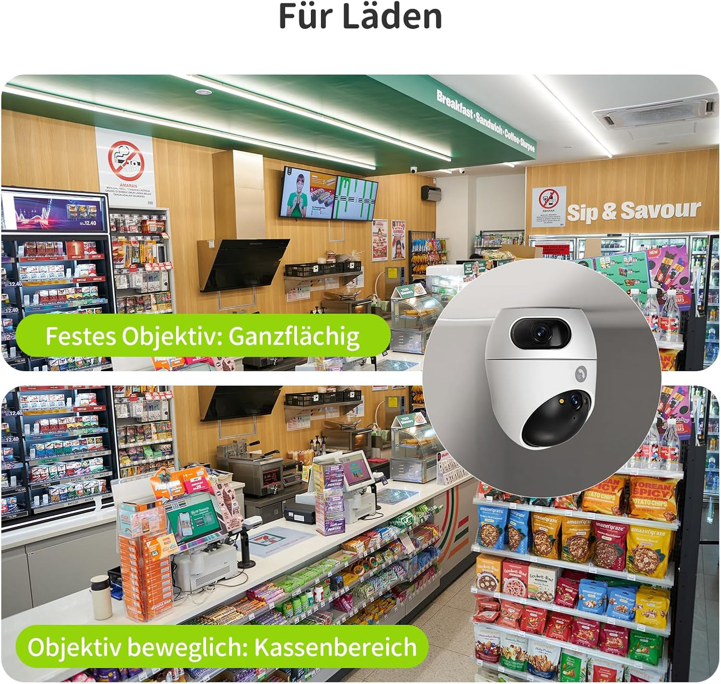 3K+3K (5MP+5MP) WLAN Kamera Mit Dual-Objektiv, Überwachungskamera Innen Mit Erkennung Von Person, Haustier Und Winkender Hand, Alexa Kamera Unterstützt Patrouillenmodus, 2-Wege-Audio D220