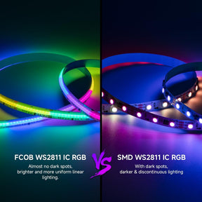 BTF-LIGHTING FCOB COB RGB WS2811 IC Adressierbares Led-Streifen DC24V 5M 864Leds/M 26W/M 12Mm Weiß PCB Chasing Farbe Flexibel Hohe Dichte Led-Band IP30 Nicht Wasserdicht (Nur Streifen)