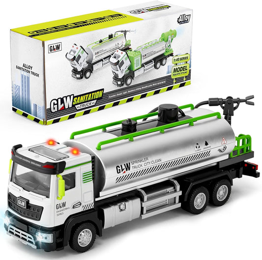 Vamei Legierung LKW Spielzeug, Müllauto Spielzeug Mit Sound & Licht Wasserverschlingung, 1:40 Transporter Lastwagen Auto Lastwagen Spielzeug Geschenk Für Kinder Jungen Mädchen 3 4 5 6 Jahre