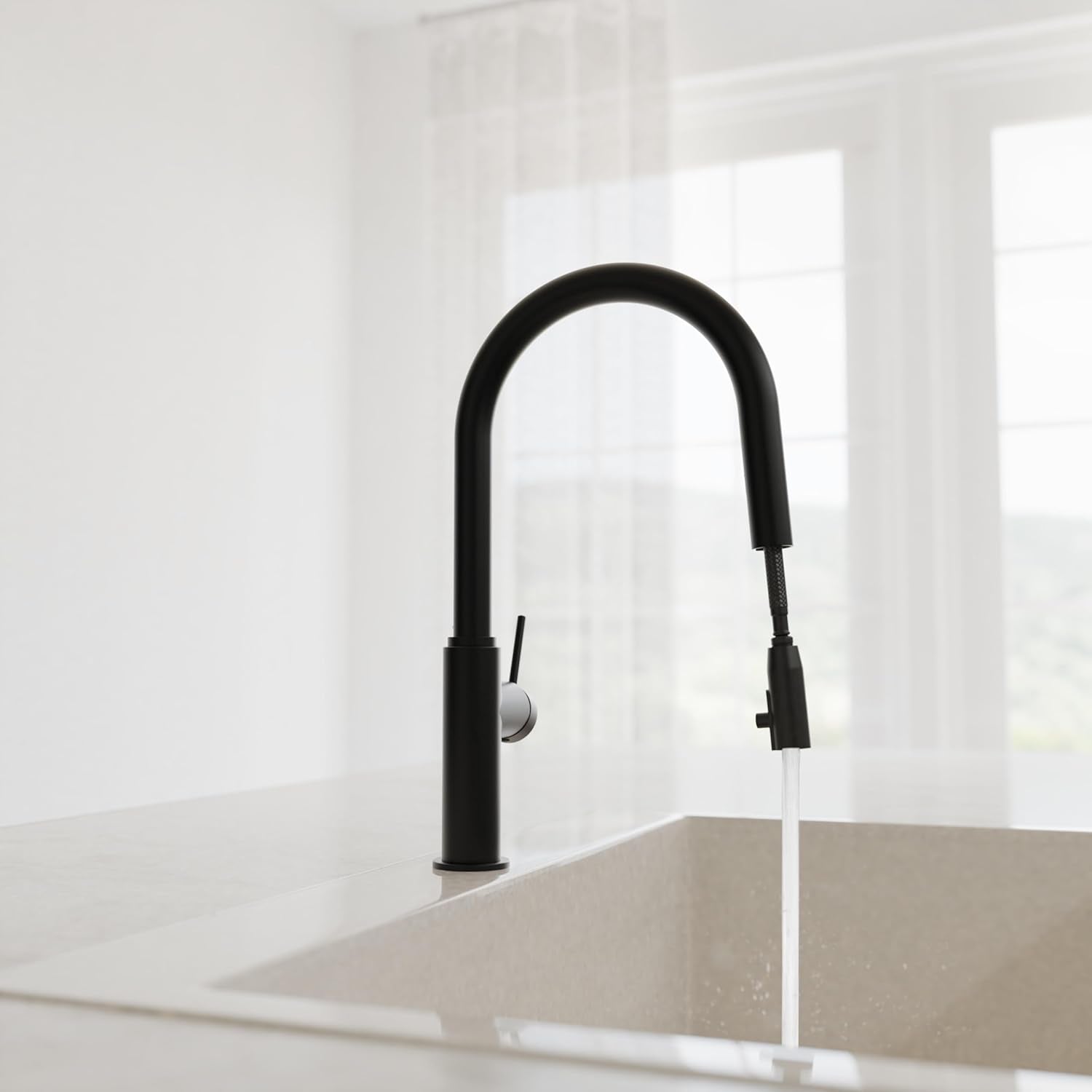 SCHÜTTE 79566 Blackpool Küchenarmatur Mit Ausziehbarer Geschirrbrause, 360 Grad Wasserhahn Für Die Küche, Mischbatterie Mit Einhebelmischer, Spültischarmatur Mit Brause Ausziehbar in Schwarz